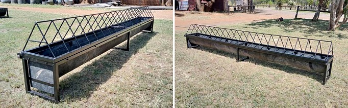 Lamb feeding troughs with removable frame