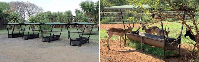 Standard feed trough with roof for wildlife game