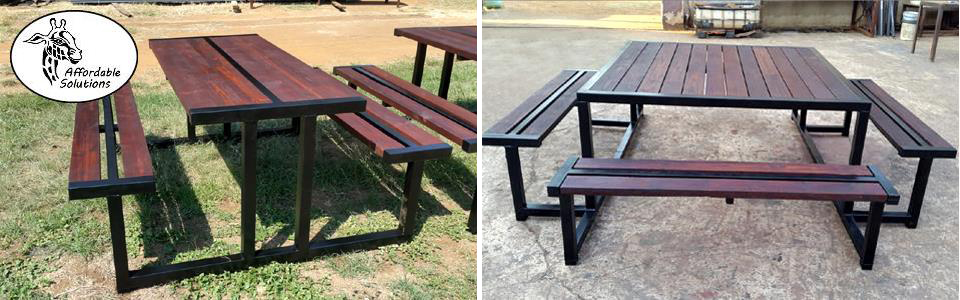 piekniek tafels, patio tafels, tuin tafels, tafel met bankies