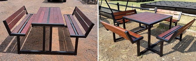 Optionele rug leunings vir piekniek tafels met staal raam
