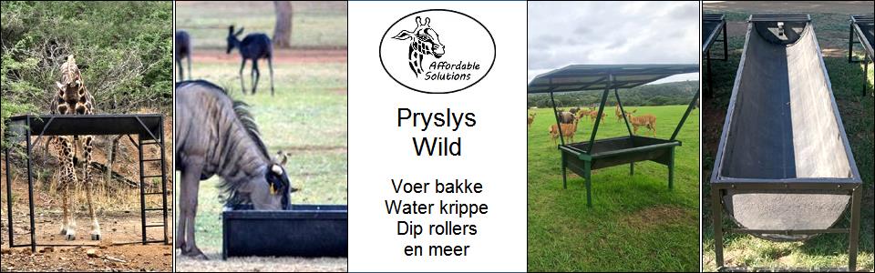 Wild voer bakke - water krippe - rooibok - kameelperd - koedoe - wildebees - nyala