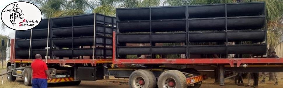 Transport livestock feeding products and handling equipment